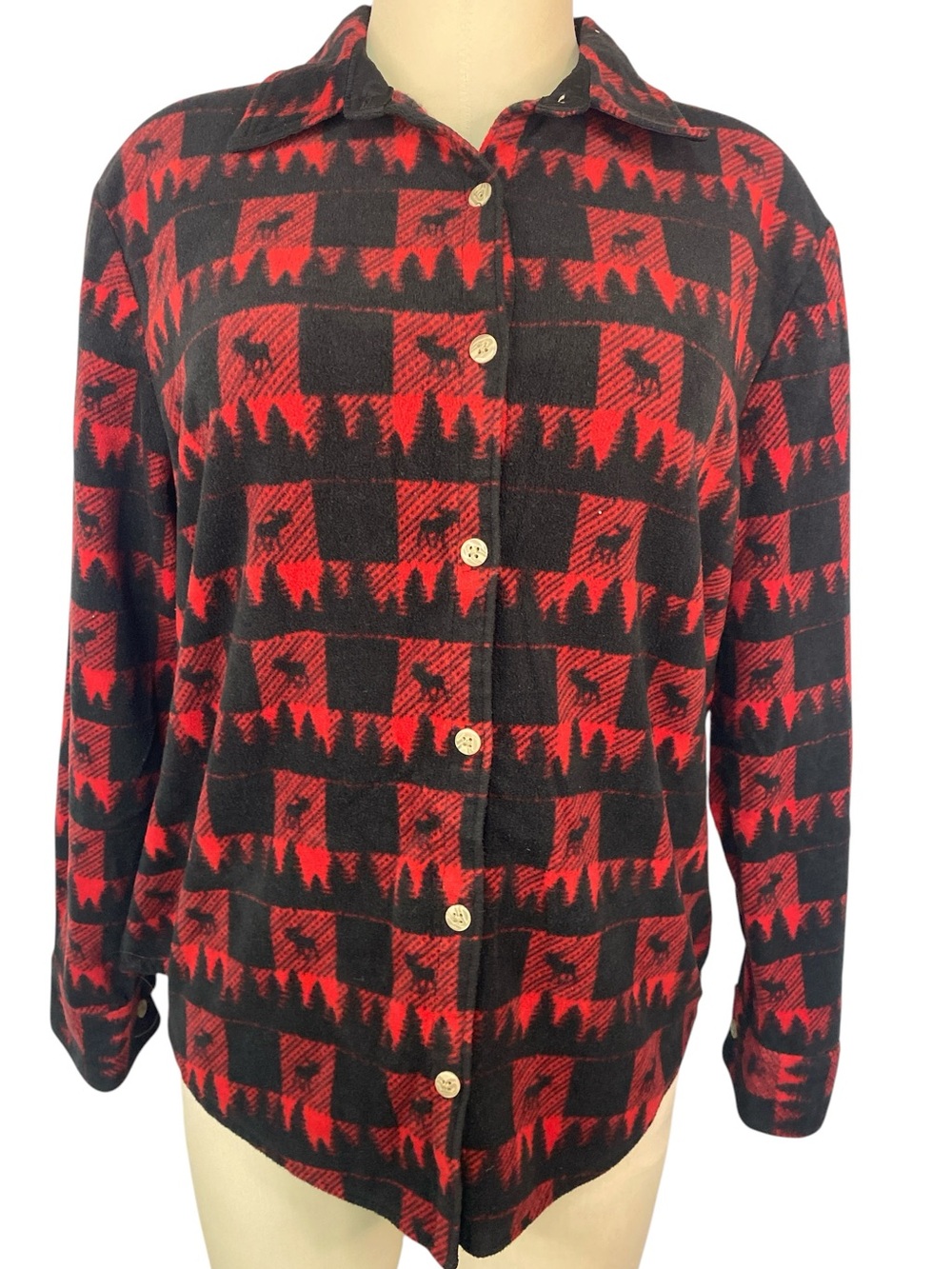 Lee by Riders Red & Black Plaid Flannel Button-Up Shirt Women’s Medium